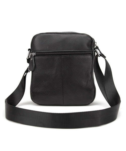 Шкіряний компактний чоловічий месенджер чорний Tiding Bag M56-0080A