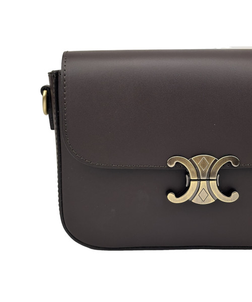 Шкіряна сумочка кросбоді шоколадного кольору Firenze Italy F-IT-1018DB-S