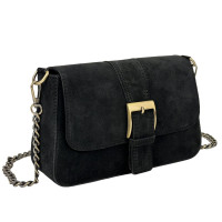 Cross body suede black with chain Firenze Italy F-IT-012A