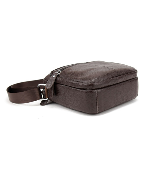Шкіряний компактний чоловічий месенджер коричневий Tiding Bag M56-0080C
